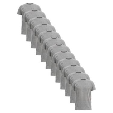 Imagem de Kit Com 12 Camisetas Básicas Lisas Poliéster Masculina - TLT, GG, Cinz