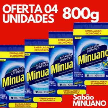 Imagem de 4 Unidades Sabão em Pó Minuano 800g cada Lava Roupas Lavanderia Envio 