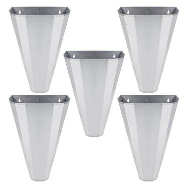 Imagem de Cone de retenção de aves de aço para galinhas: Cones de frango para camadas grandes, frangos, assadeiras, perus até 3,6 kg Cone de matança de aves de capoeira plano fácil de limpar (pacote com 5)