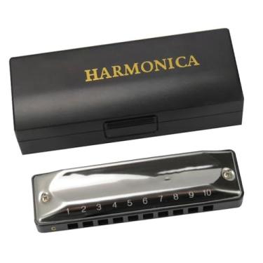 Imagem de Para Iniciantes harmônica 10 Buracos 20 Tons Blues Gaita Chave De C Harpa De Aço Inoxidável Gaita Diatônica Para Adultos Fácil De Jogar(F)