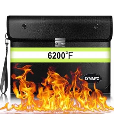 Imagem de Bolsa de documentos atualizada à prova de fogo à prova d'água com zíper, 9 camadas de materiais com isolamento térmico, bolsa de dinheiro à prova de fogo de 3,426 °C para dinheiro, bolsa de objetos de