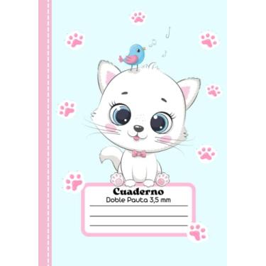 Imagem de Libreta de doble linea A4, 3,5 mm - El gato: Cuaderno doble pauta a4, Libreta de dos rayas con margen, Libreta de doble raya