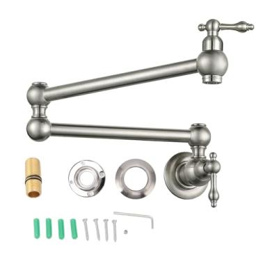 Imagem de Torneira dobrável de enchimento de panela de cozinha, torneira montada na parede G1/2, torneira de pia giratória de 360 ​​graus a frio, torneira de água de cobre dobrável(brushed)