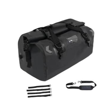 Imagem de Vaveren Bolsa de cauda de motocicleta Bolsa de selim à prova d'água Resistente à água com alças Bolsa de assento traseiro portátil versátil Bolsa de bagagem, Preto 46L