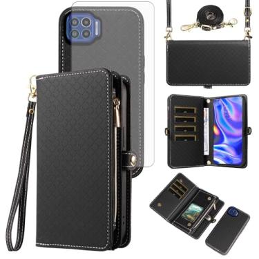 Imagem de Asuwish Capa de celular para Moto One 5G/One5G UW/Moto G G5 Plus com zíper carteira destacável com protetor de tela de vidro temperado alça flip porta-cartão Motorola One Lite XT2075-1 mulheres