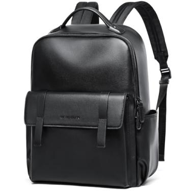 Imagem de MATE ELAN Mochila de couro impermeável para laptop de 14 polegadas, carregamento USB, viagem, caminhada, acampamento, negócios, casual, faculdade, Preto, G, Large, Tendência