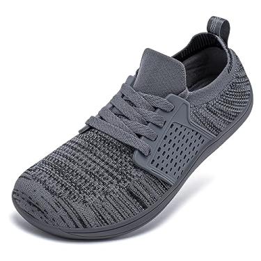 Imagem de HOBIBEAR Tênis masculino largo minimalista descalço Trail Running tênis de caminhada | Zero Drop Sole | Estabilidade no meio do pé, Cinza escuro, 7 Wide Women/5.5 Wide Men