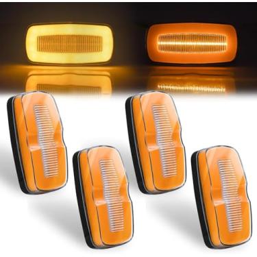 Imagem de Ourbest Luzes marcadoras de reboque, modos de permanência/seta duplos, 10 cm, universal, 12 V, 24 V, luzes laterais de LED, luz de posição frontal e traseira para caminhão, trailer, caravana,