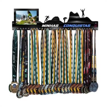 Imagem de Porta Medalha Corrida Montanha Masc Portaretrato Até 100med Cor Preto 