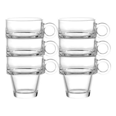 Imagem de Xícaras Empilhaveis Doppio 90ml 6 peças Vidro - Dolce Home