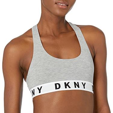 Imagem de DKNY Sutiã feminino confortável com costas nadador, Cinza mesclado/branco/preto, M