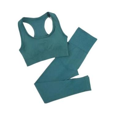 Imagem de Conjunto de Yoga Sem Costura Feminino - Roupas de Ginástica e Fitness,