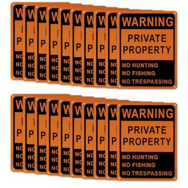 Imagem de Sinais sem invasão de propriedade privada à prova de intempéries sem caça, 25,4 x 17,8 cm, placas refletivas de alumínio para aviso, não caça, pesca, ambientes internos e externos (20 peças, 10 x 7)
