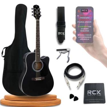 Imagem de Violão Giannini Aço Eletroacústico kit Completo, GDC Preto