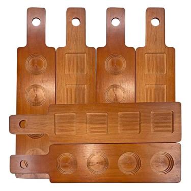 Imagem de DASHER'S SPICE & BEANS Wood Flight Paddle 43 cm | 4 compartimentos dupla face | Degustação de vinho ou cerveja | Pacote com 6 (nogueira, 43 polegadas)