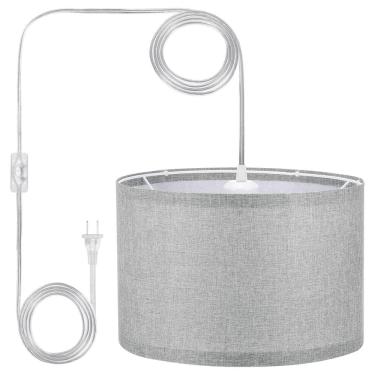 Imagem de Luminária pendente Plug in PATIKIL, cabo de corda de 15 pés, cinza escuro