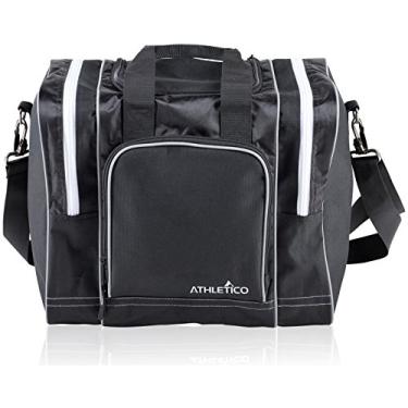 Imagem de (Black) - Athletico Bowling Bag for Single Ball - Single Ball Tote Bag With Padded Ball Holder - Fits a Single Pair of Bowling Shoes Up to Mens Size 15