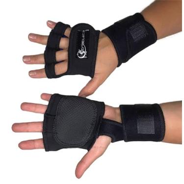Imagem de Luva de Musculação com Munhequeira, Neoprene, Preta, Proteção para Treino (Pequeno)