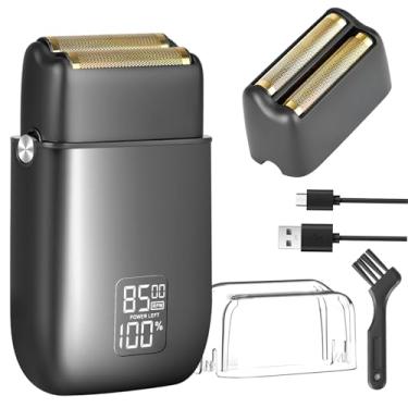 Imagem de Navalha elétrica para homens, barbeadores elétricos de folha, barbeador de folha de 3 velocidades com lâminas flutuantes duplas, barbeador à prova d'água IPX7, tempo de funcionamento de 90 minutos,