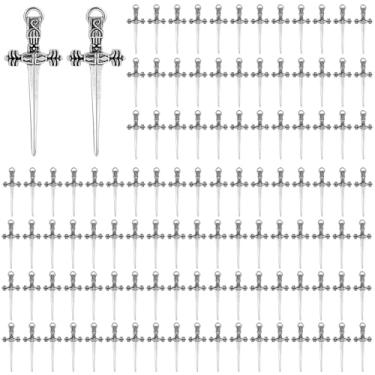 Imagem de Framendino, Pacote com 100 pingentes de espada de metal mini punhal para fazer brincos de colar faça você mesmo, 100 Pack, Metal, Sem Pedra Preciosa