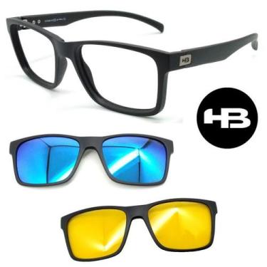 Imagem de Armação De Grau Hb Switch 0339 Preto + 2 Clipons Polarizado, Azul, Not