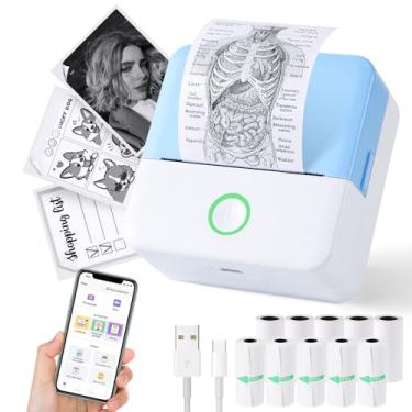 Imagem de Mini impressora Print Pods, fabricante de adesivos térmicos sem tinta com 10 rolos de papel para impressão, Printpod de bolso para celular, impressora portátil para anotações, flashcards, diário, faça