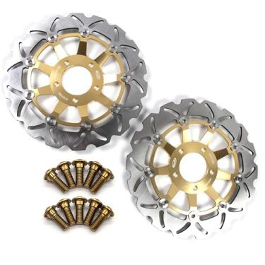 Imagem de Discos de freio dianteiros flutuantes com parafusos de montagem para Suzuki GSX IMPULSE 400 86-93 (Japão) 94-99, INAZUMA 400 2000, GSX600F GSX750F Katana 600 750 98-03, GSF Bandit 600 00-04, SV. 650 9