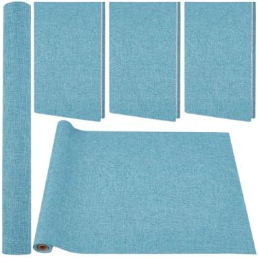 Imagem de CRASPIRE Capa de livro azul de 127 x 29 cm, tecido para encadernação de livros, tecido A4 a A8, capa azul de poliéster tecido para álbum de livros, álbum de recortes, arquivo, faça você mesmo,