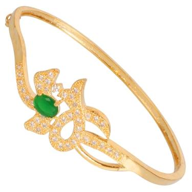 Imagem de Touchstone Impressão indiana Bollywood atraente princesa escolha zircônia cúbica CZs designer joias articuladas pulseira em tom dourado ou branco para mulheres., Sem pedras preciosas