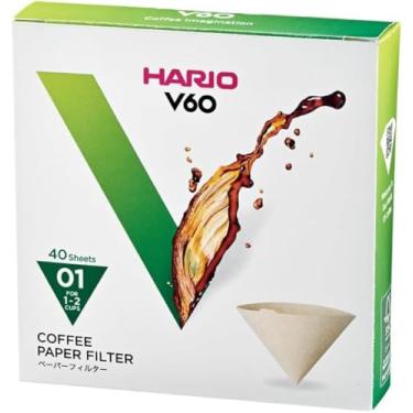 Imagem de Filtro De Papel Natural Para Coador De Café V60, Tamanho 01, Caixa Com 40 Hario 0 Marrom