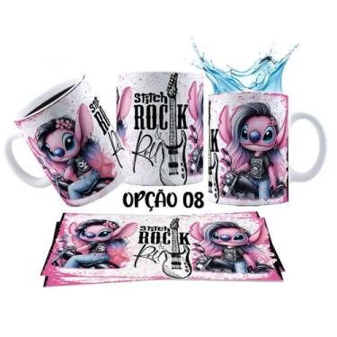 Imagem de Caneca 325ml Stitch Angel Rock Roll Motoclub Motoqueiro - LARANJA E MI