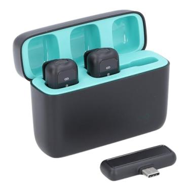 Imagem de Clipe Sem Fio No Microfone, Ruído Cancelamento de Ruído Tipo C Microfone Lavalier Sem Fio Com Estojo de Carregamento para Entrevista de Gravação de Vídeo Vlogging