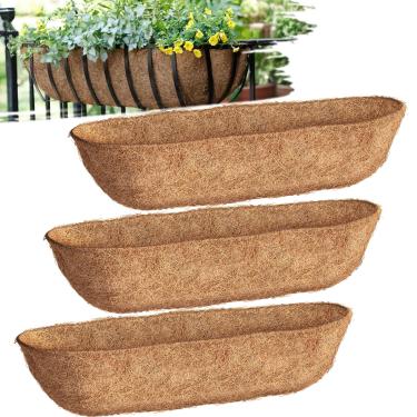 Imagem de Forro de coco de 61 cm, pacote com 3, cesta de parede, forro, rolo para pendurar cesta, plantas de jardim, cesta de plantador de parede, casca de coco durável para plantar