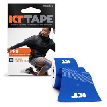 Imagem de KT Tape , Fita Atlética Pro Synthetic Kinesiology, 20 Unidades, Tira Pré-Cortada De 10”, Azul Sônico