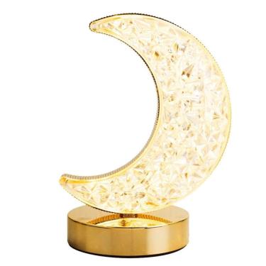 Imagem de Luminária Abajur Luxuoso Cristal 3 Tons Luzes Lua 18.5Cm