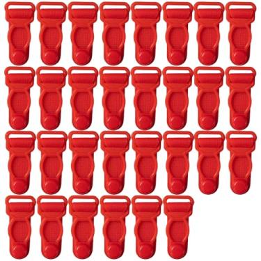 Imagem de BFLCTTBD 30 peças de clipes de suspensório de espartilho de 12 mm clipes de liga de plástico, ganchos de cinta-liga, clipes de meia fixadores de costura para mulheres, vermelho