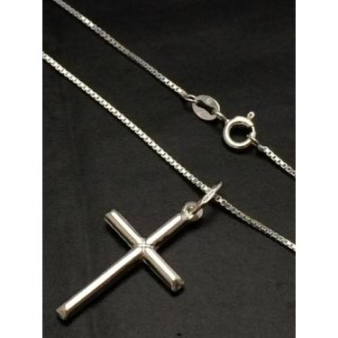Imagem de Corrente Prata Maciça 925 C/ Pingente Crucifixo 80cm - Lojas La&Ny, 80