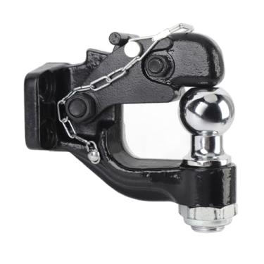 Imagem de Receptor de Engate de Combinação de Gancho Pintle para Reboques de Veículos Fora de Estrada Revestidos de pó Preto de Bola de 2 Polegadas de 8 Toneladas