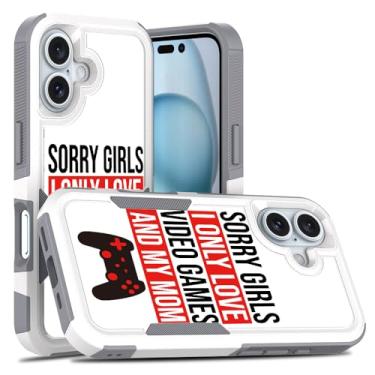 Imagem de Candykisscase Capa para iPhone 16, R2D2 Astromech Droid Robot Padrão Absorção de Choque PC Rígido e Silicone Interno Capa Armadura de Camada Dupla Híbrida para iPhone 16 (Palavras de Videogame)