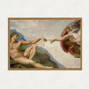 Imagem de Quadro moldurado michelangelo a criação de Adão