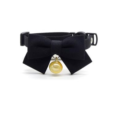 Imagem de Linda coleira para animais de estimação com laço e sino, coleira de identificação de gato, etiqueta com nome de cachorro, coleira separatista para gatinhos e filhotes, animais de estimação pequenos