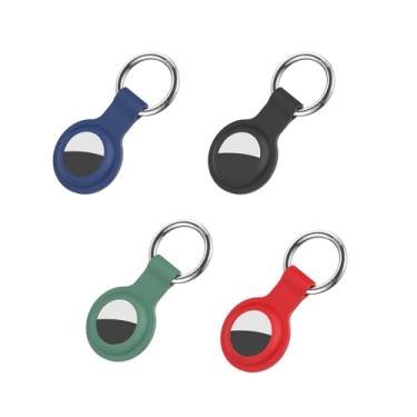 Imagem de 4 peças de capa protetora de silicone macio anti-arranhões com chaveiro peça acessório para Air Tag 2021