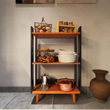 Imagem de Balcão de Cozinha Organizador Com Pés de Madeira Maciça Armário Compac
