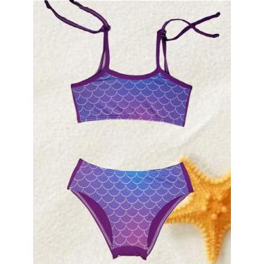 Imagem de Biquíni Infantil Escama de Sereia - Pequeno Céu, 8, Roxo
