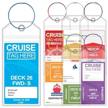 Imagem de ME.FAN Pacote com 7 porta-etiquetas de bagagem de cruzeiro para carnaval, princesa, MSC, NCL, suporte transparente para etiquetas de cruzeiro – impermeável, reutilizável, selo de zíper, cruise