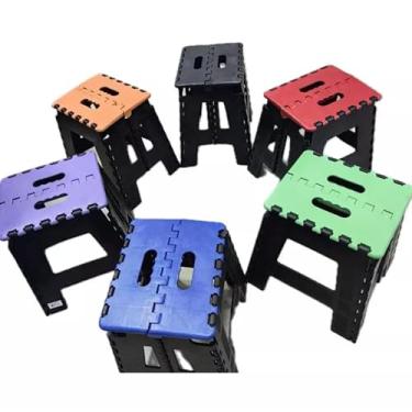 Imagem de Banquinho Banqueta Dobrável De Plástico Até 100 Kg Resistente Para Viagem(Vermelho)