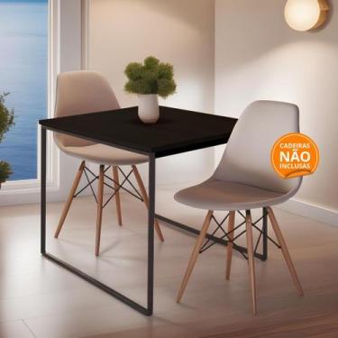 Imagem de Mesa de Jantar Compacta 80x80 MDF Preto Fosco  Design Industrial para 