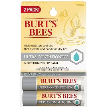 Imagem de Burt's Bees Revestimentos para meia de bálsamo labial, hidratantes para cuidados labiais, 100% natural, ultra condicionador com manteiga de karité, cacau e kokum (pacote com 2)
