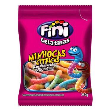 Imagem de Kit c/ 2 Bala Gel Fini Minhocas 250g Citrico