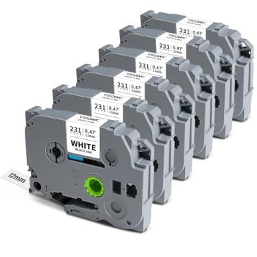 Imagem de Fita de etiqueta branca laminada Tz 12 mm 0,47 compatível com Brother Ptouch TZe-231 Tz-231 Tze 1/2 refil preto sobre branco para fabricante de etiquetas P Touch PTD210 PTH110 PTD220 PTD400 PTD200